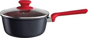 Panela 20 cm ColorStone de alumínio com antiaderente e tampa de vidro, Titânio,ALU8501-TI,Euro Home