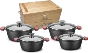 Conjunto Caçarolas De Ferro 4 Peças + Caixa Madeira 8650 Mta, MTA