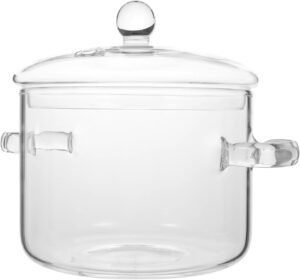Generic Panela De Vidro Para Cozinhar Panela De Vidro Borossilicato Tampa E Alça Panela De Para Sopa De Macarrão Macarrão Leite