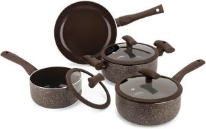 JOGO DE PANELAS HERCULES REVESTIMENTO CERAMICO 4 PEÇAS ANTIADERENTE MARROM