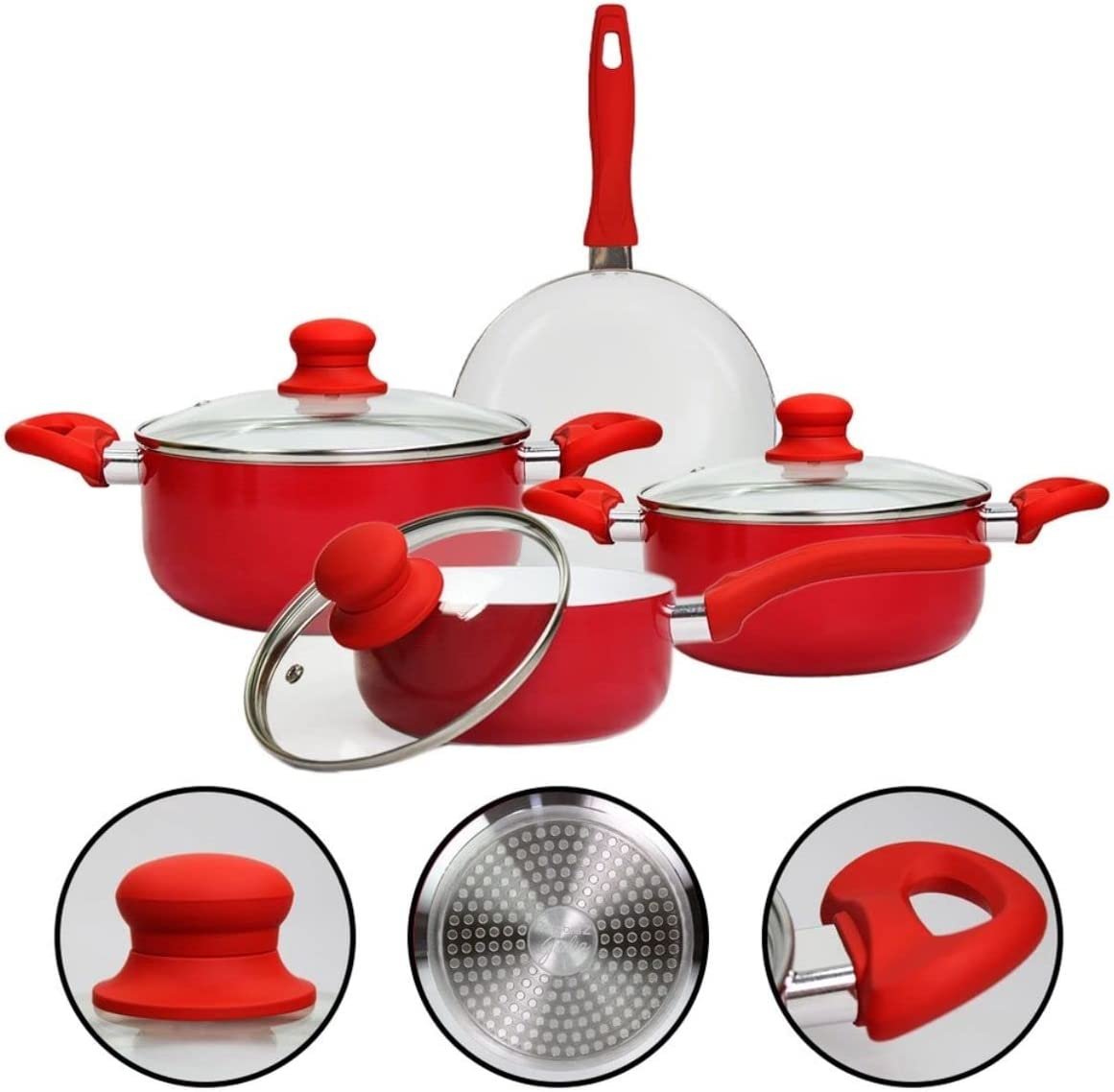 Jogo De Panelas 4 Peças Cerâmica 2,0 mm Vermelho