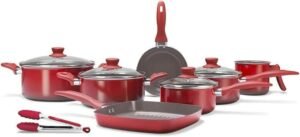 Jogo de Panelas Antiaderentes Brinox Ceramic Life Easy Vermelha 7 Peças + Pegador