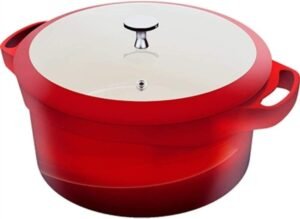 Panela Antiaderente de Cerâmica Caçarola Vermelha com Alças de Silicone 24cm 4,5 Litros Le Cook