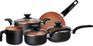 Conjunto de Panelas Montreal com 5 Peças de Alumínio com Revestimento Antiaderente Cerâmico, Preto, AIM9736-PT, Euro Home