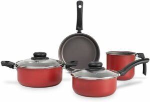 Jogo de Panelas Ruby, 4Pcs, Brinox, Vermelho