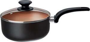 Panela Montreal 20 cm de Alumínio com Revestimento Antiaderente Cerâmico, com tampa de vidro, Preta, AIM9218-PT, Euro Home